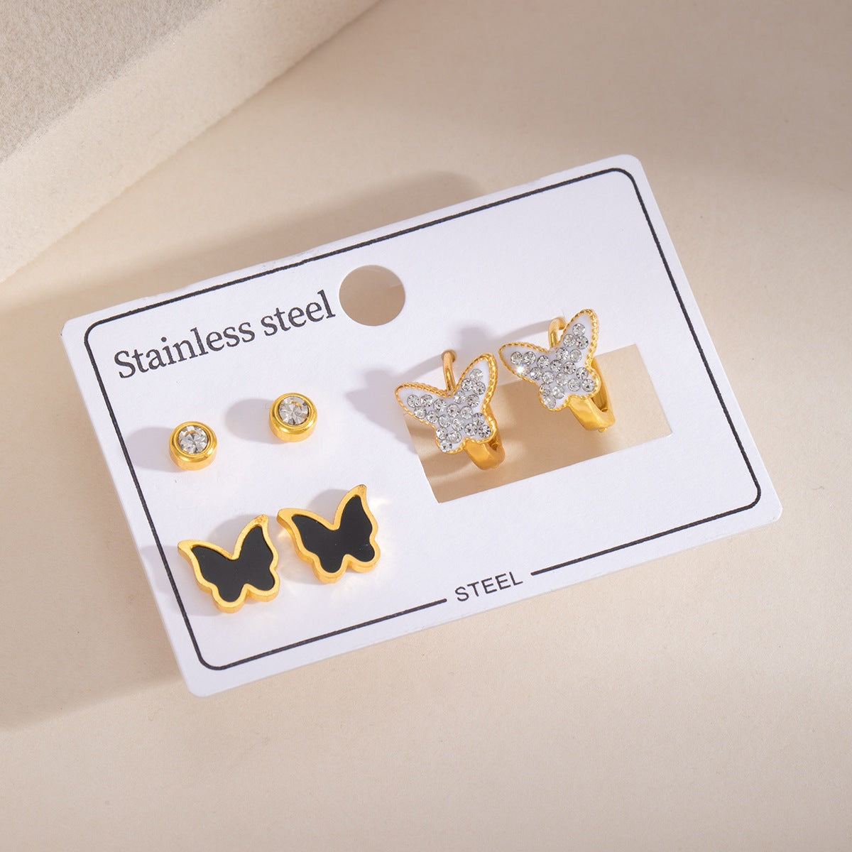 Wholesale Stainless Steel Earrings with Gold Star Rhinestone Red Circle Hoop Party Wear Fashion Accessory