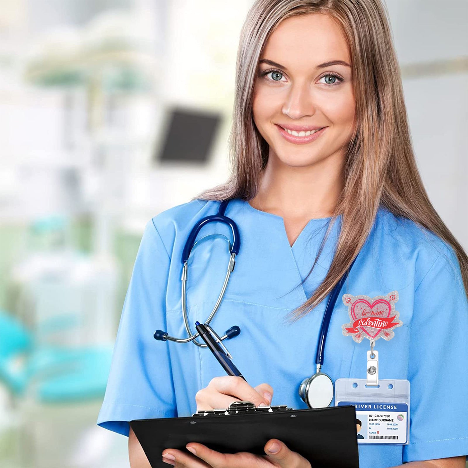 Wholesale Valentine' s Day gift letter heart-shaped acrylic Badge Reels