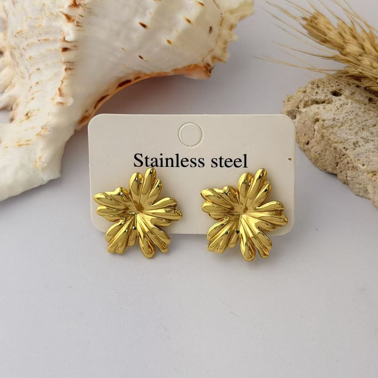 Wholesale Geometric Pleated Earrings 304 Stainless Steel Fashion Jewelry for Women
