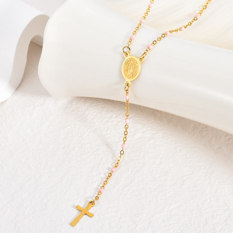 Wholesale 18K gold vacuum oil plating stainless steel cross chain necklaces