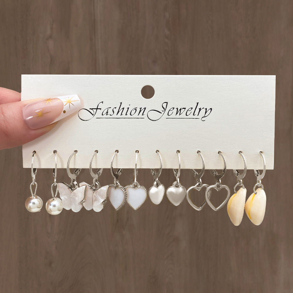 Wholesale alloy love Pearl lock snake butterfly mushroom lock ear buckle  earrings