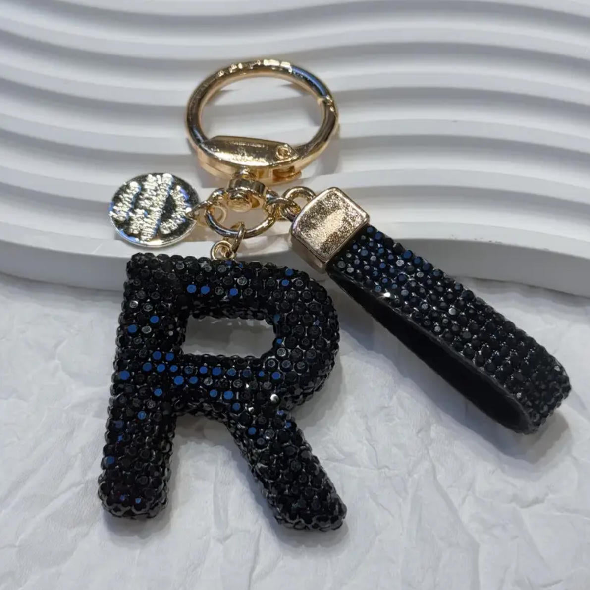 Wholesale Chic Rhinestone Letter Keychain Metal Electroplating Fashion Accessory Bag Charm Car Key