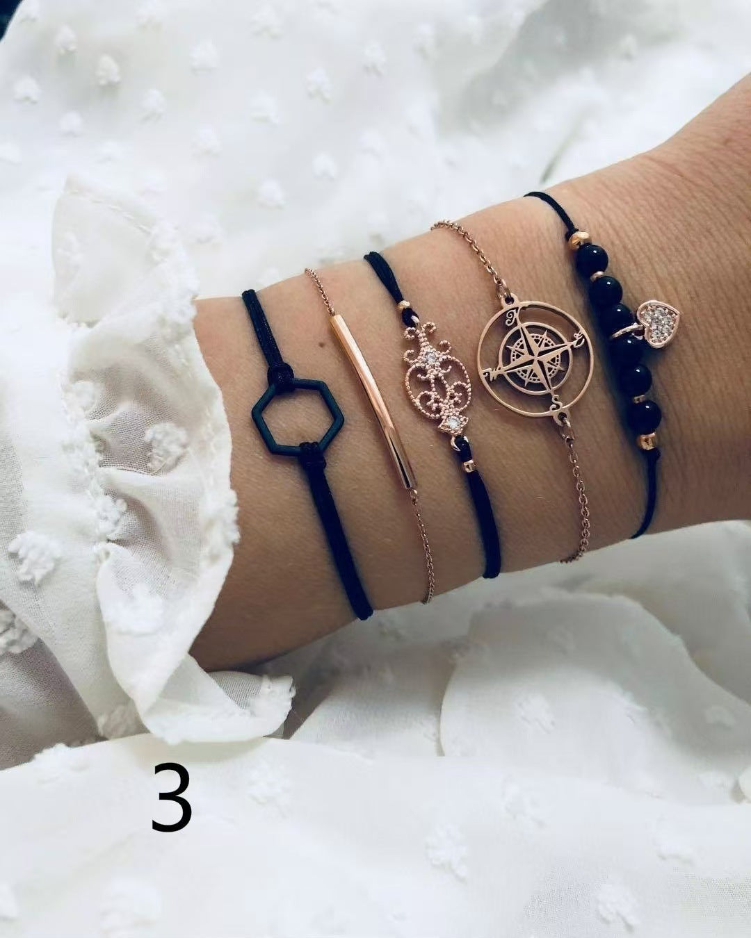 Wholesale Bohemian Hollow Heart Moon Geometric Alloy Bracelet 5-Piece Set Fashion Accessory Gift