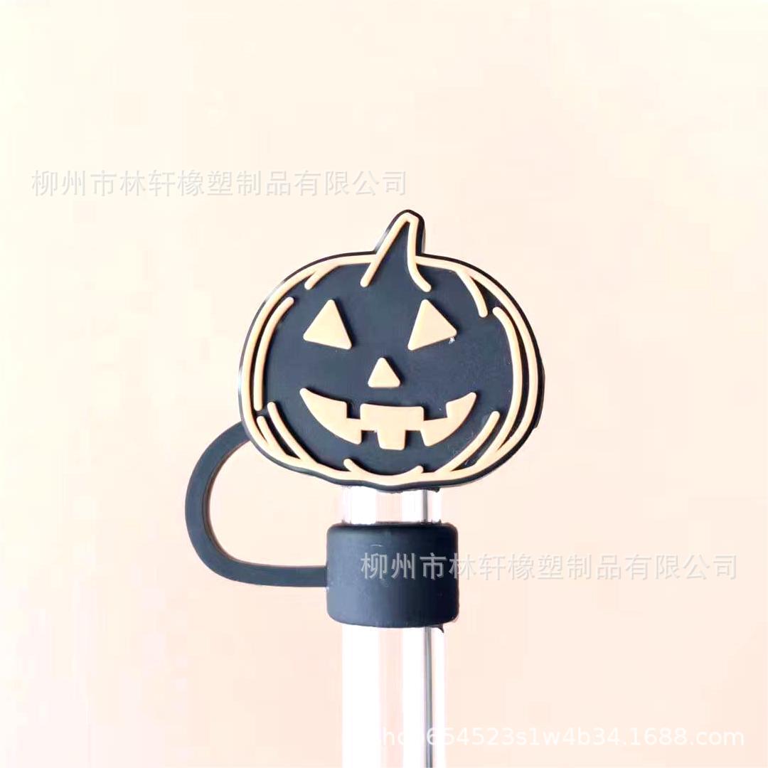 Wholesale  10mm Halloween Creative Cartoon Sports PVC Soft Straw Tube Cap