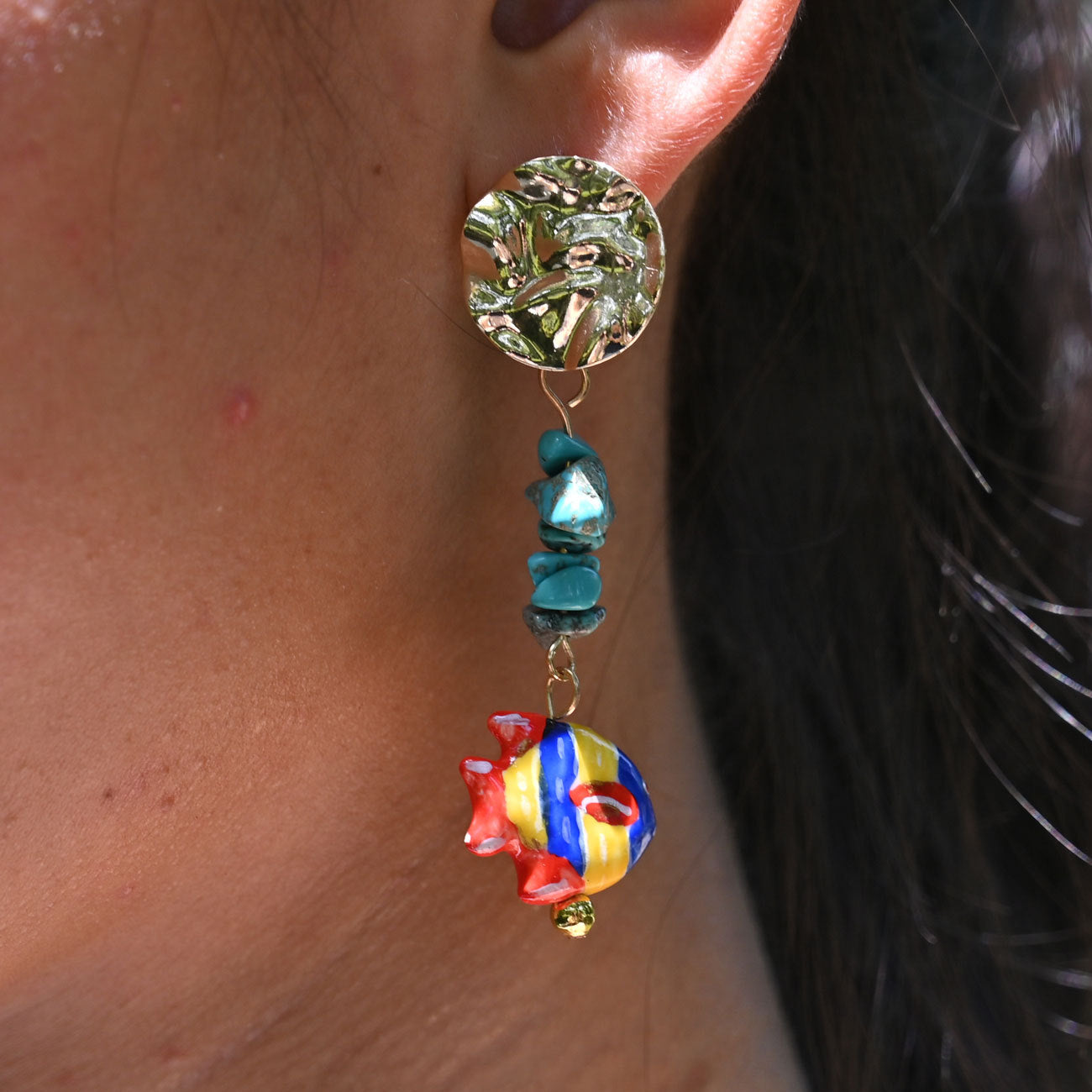 Wholesale  Natural Stone Starfish Conch Clownfish Earrings