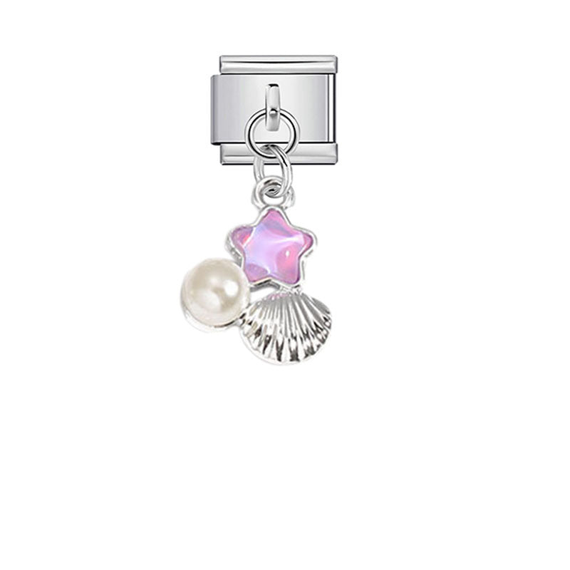 Wholesale Pink Crystal Flower Moon Pendant Charm for DIY Bracelet Watch - Stylish Jewelry Accessory for Women