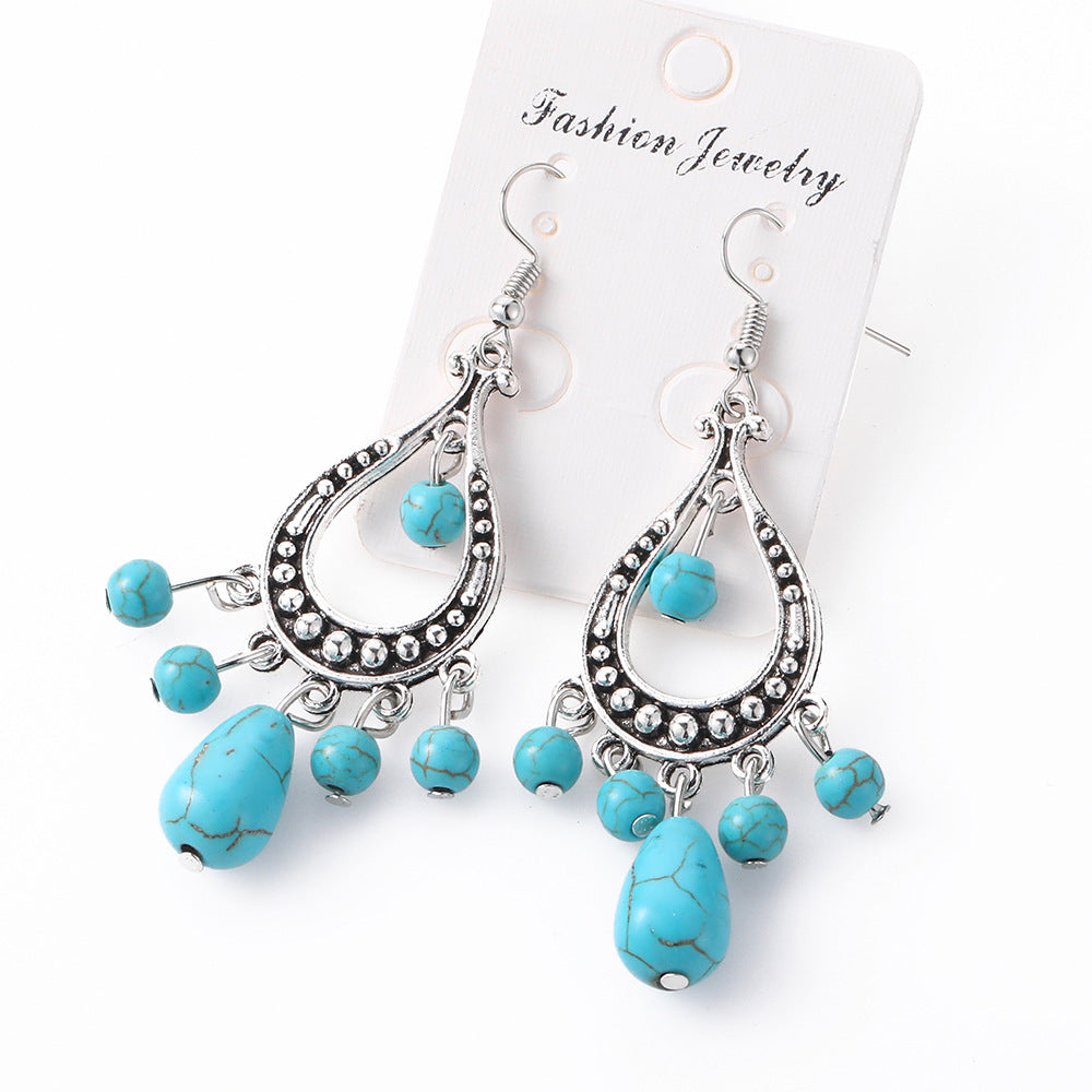 Wholesale  handmade retro  turquoise tassel earring