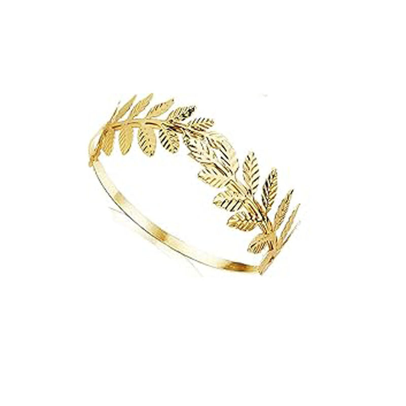 Wholesale Fashion Greek Goddess Bride Leaves Hair Band Golden Bracelet Leaves Earrings suit