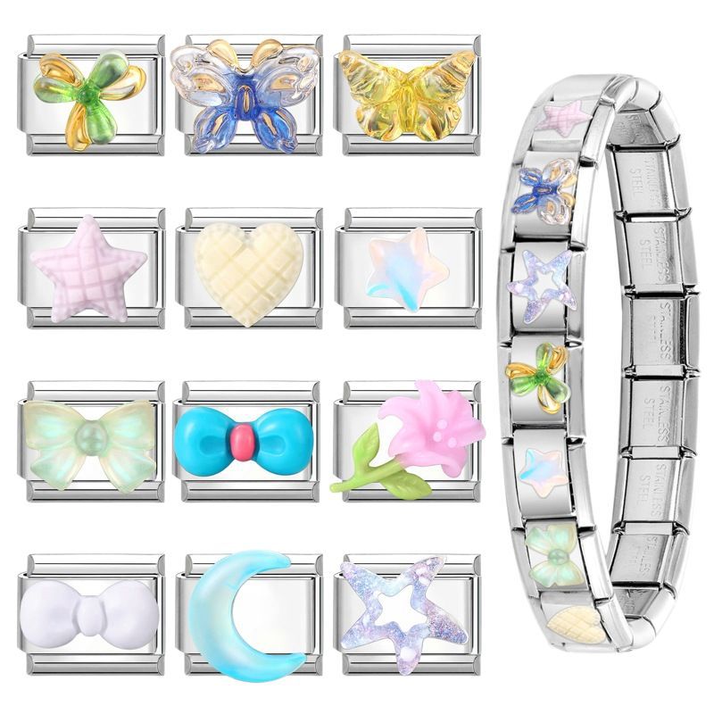 Wholesale Italian Charm Bracelet 9mm DIY Splicing Cute Cartoon Stainless Steel Composable Bracelet