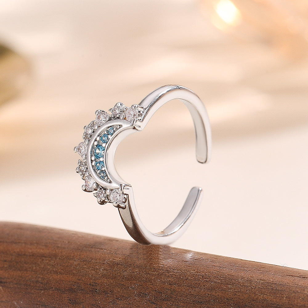 Wholesale Copper Electroplated Sun Moon Ring Stylish Astronomical Jewelry Accessory Gift