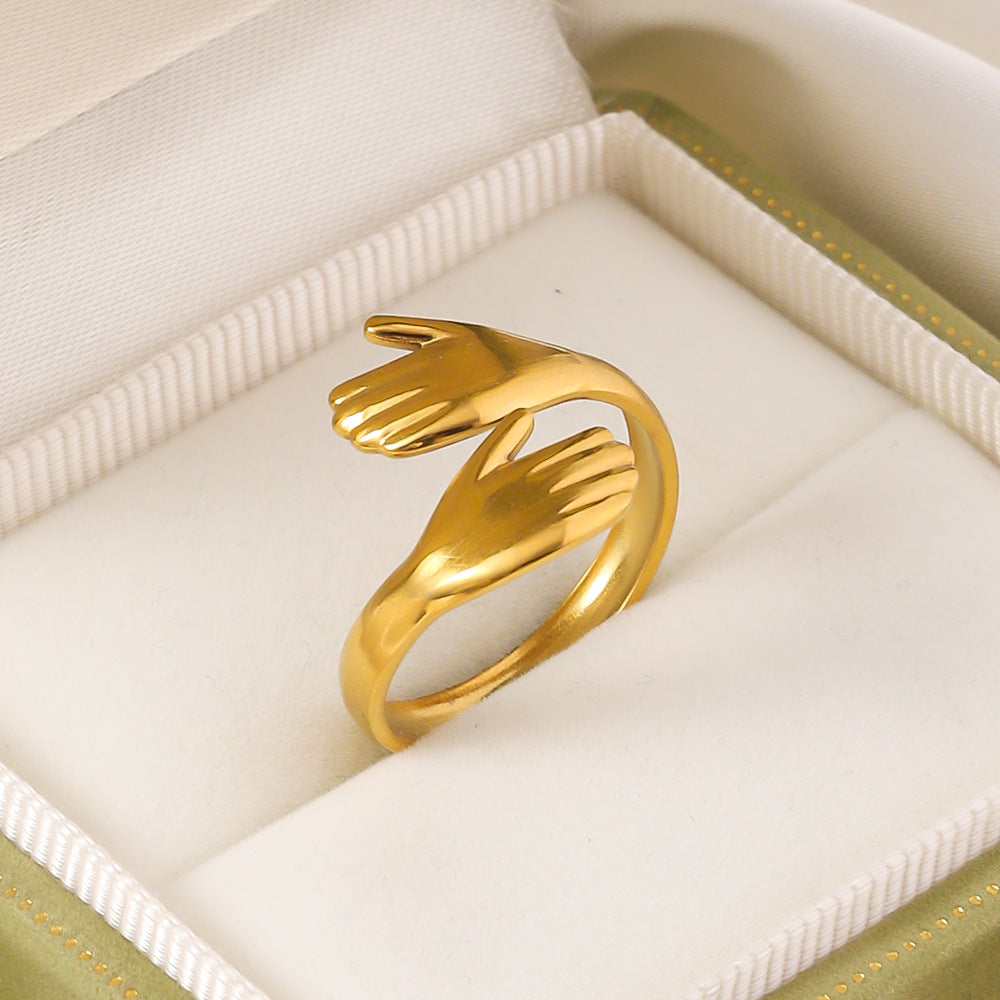 Wholesale titanium steel open adjustable finger ring