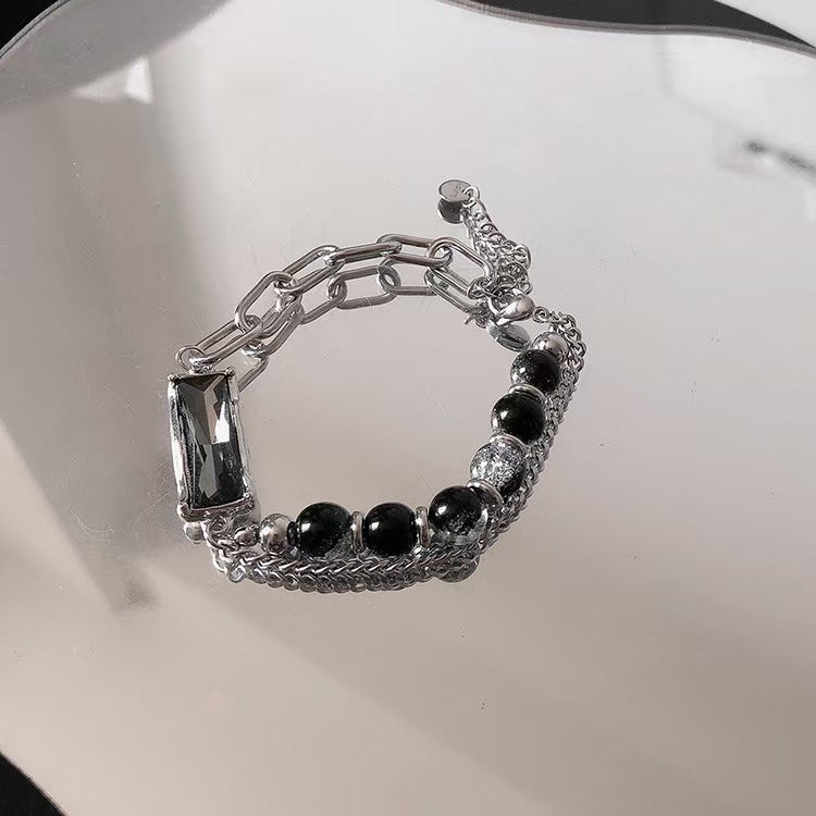 Wholesale Gray Diamond Titanium Steel Bracelet for Everyday Wear Jewelry Accessory