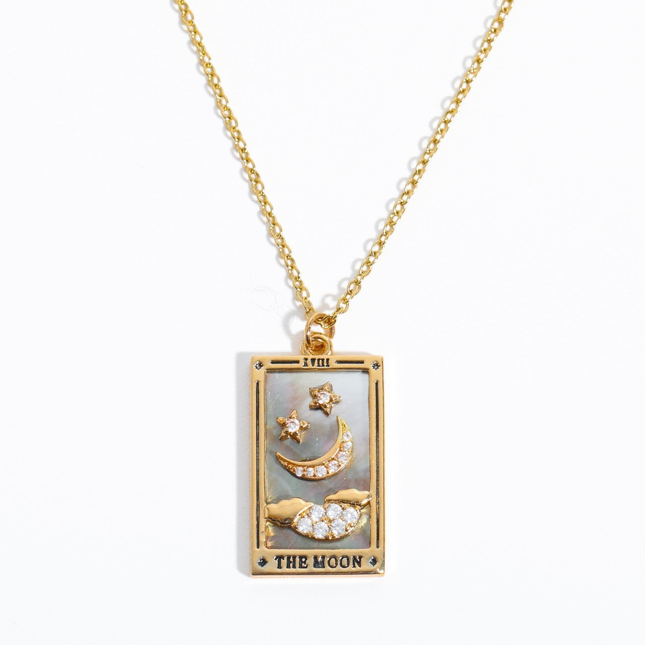 Wholesale Gold-plated Tarot Card TAROT Necklace with Diamond and Oil Square Cards ACC-NE-Jipei009