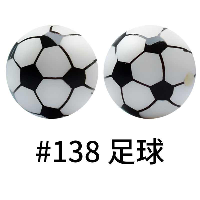 Wholesale 50pcs 15mm Western Style Leopard Skull Color Aztec Printed Silicone Balls Beads ACC-BDS-HeSheng006