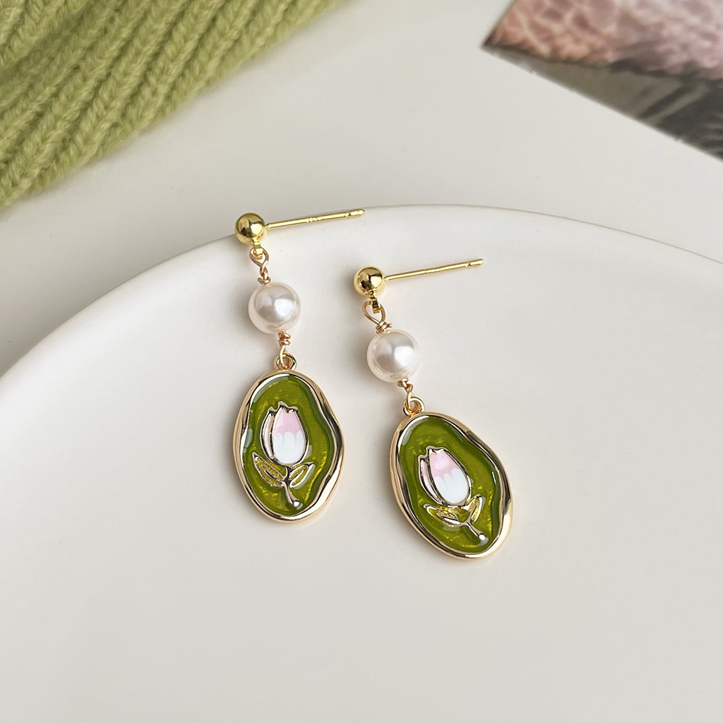 Wholesale  oil drop flower earrings