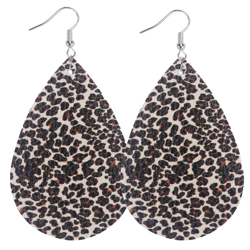 Wholesale Holiday Style Cow Stripe Leopard Leather Earrings ACC-ES-WeiAn007