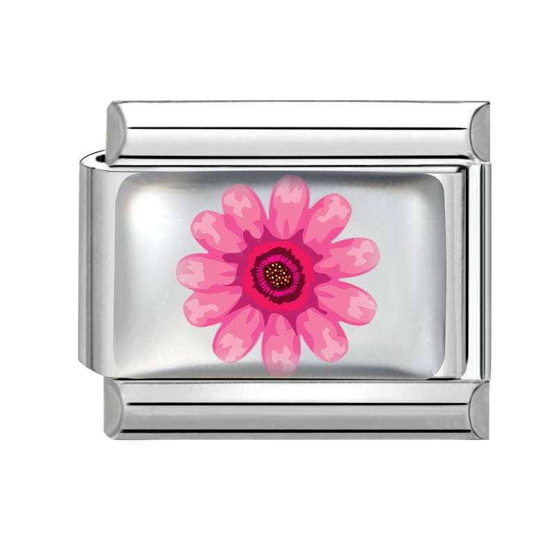 Wholesale Italian Charm Bracelet 9mm DIY Colorful Element Pink Pattern  Creative Stainless Steel Composable Bracelet