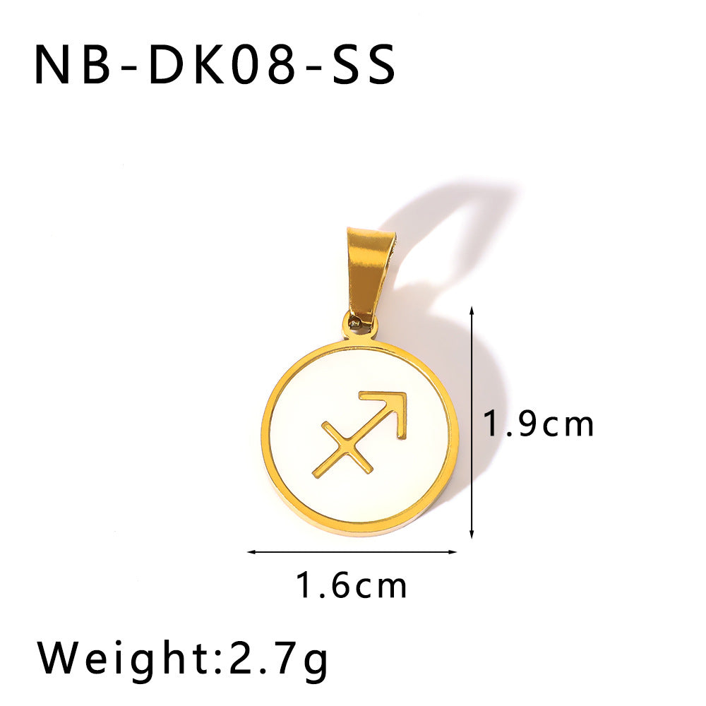 Wholesale  twelve constellation pendant inlaid natural white seashells stainless steel necklace