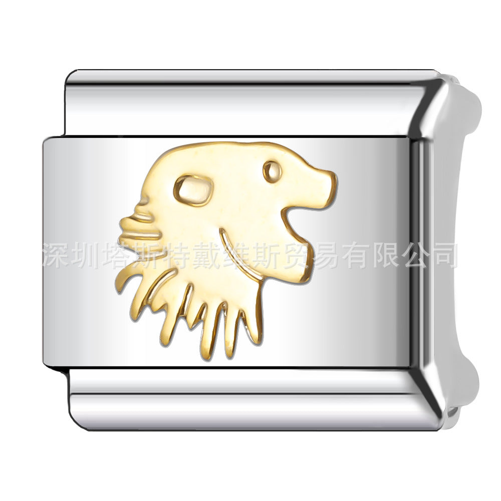 Wholesale 9mm Italian Charm Starter Bracelets DIY square Single Section Creative Stainless Steel Composable Bracelet