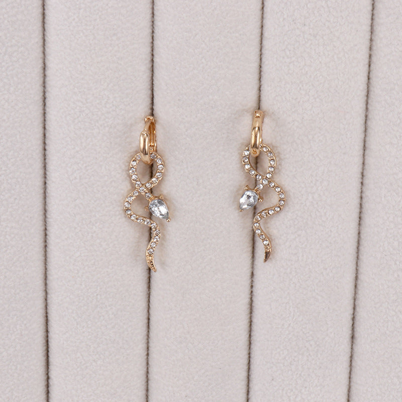 Wholesale  alloy snake full diamond earrings