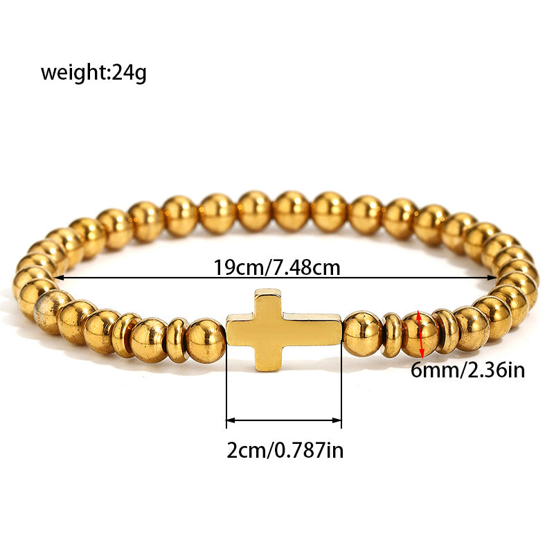 Wholesale Stylish Stainless Steel Heart Cross Handmade Bead Bracelet Unisex Jewelry Accessory For Gift Resale