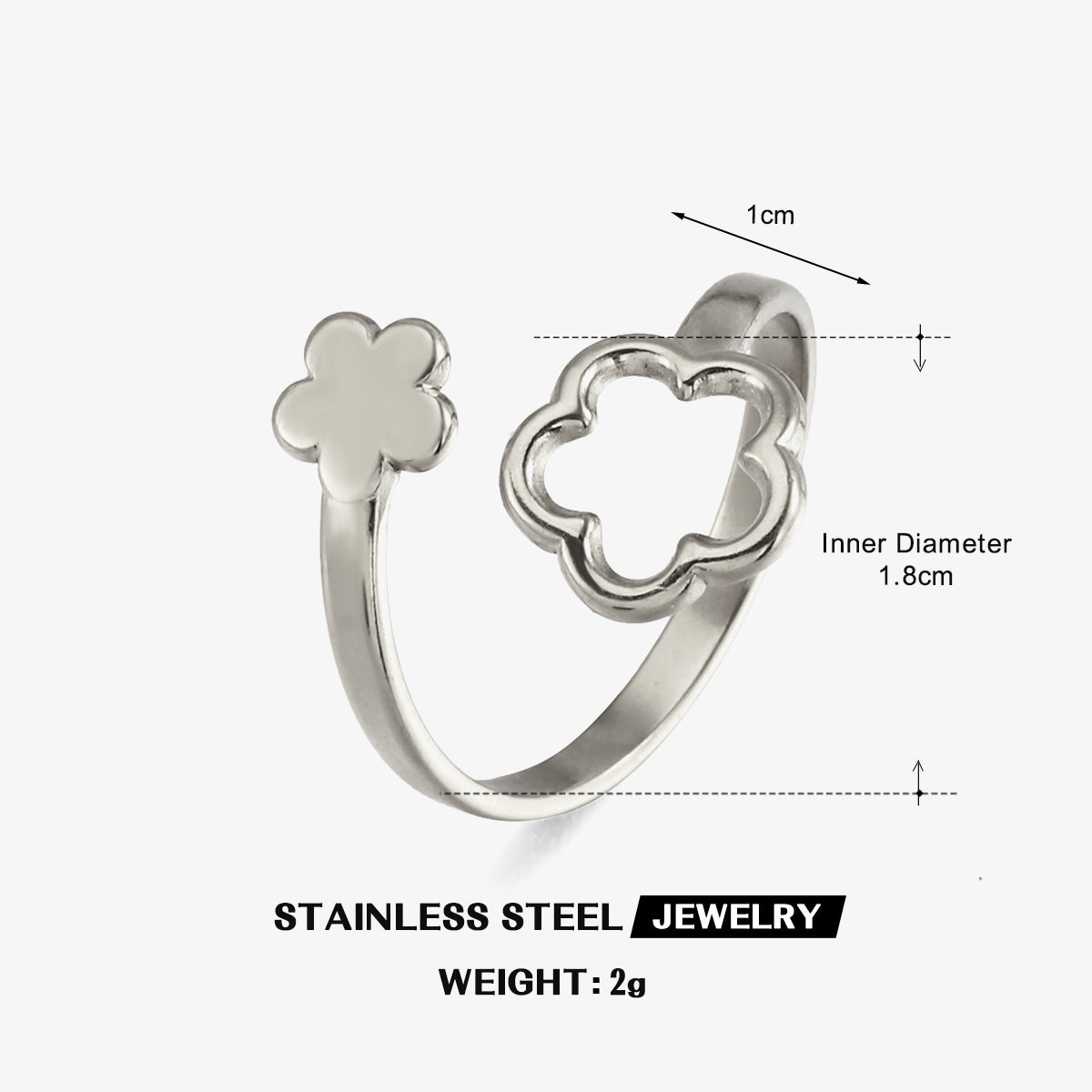Wholesale Minimalist Hollow Flower Stainless Steel Ring,  Electroplated,  Fashion Accessory