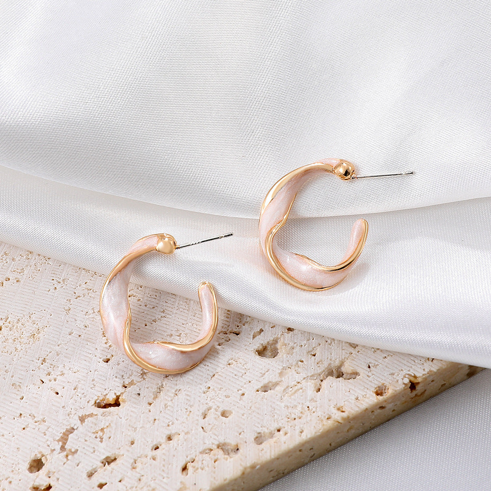 Wholesale  color drop oil C- shaped earrings