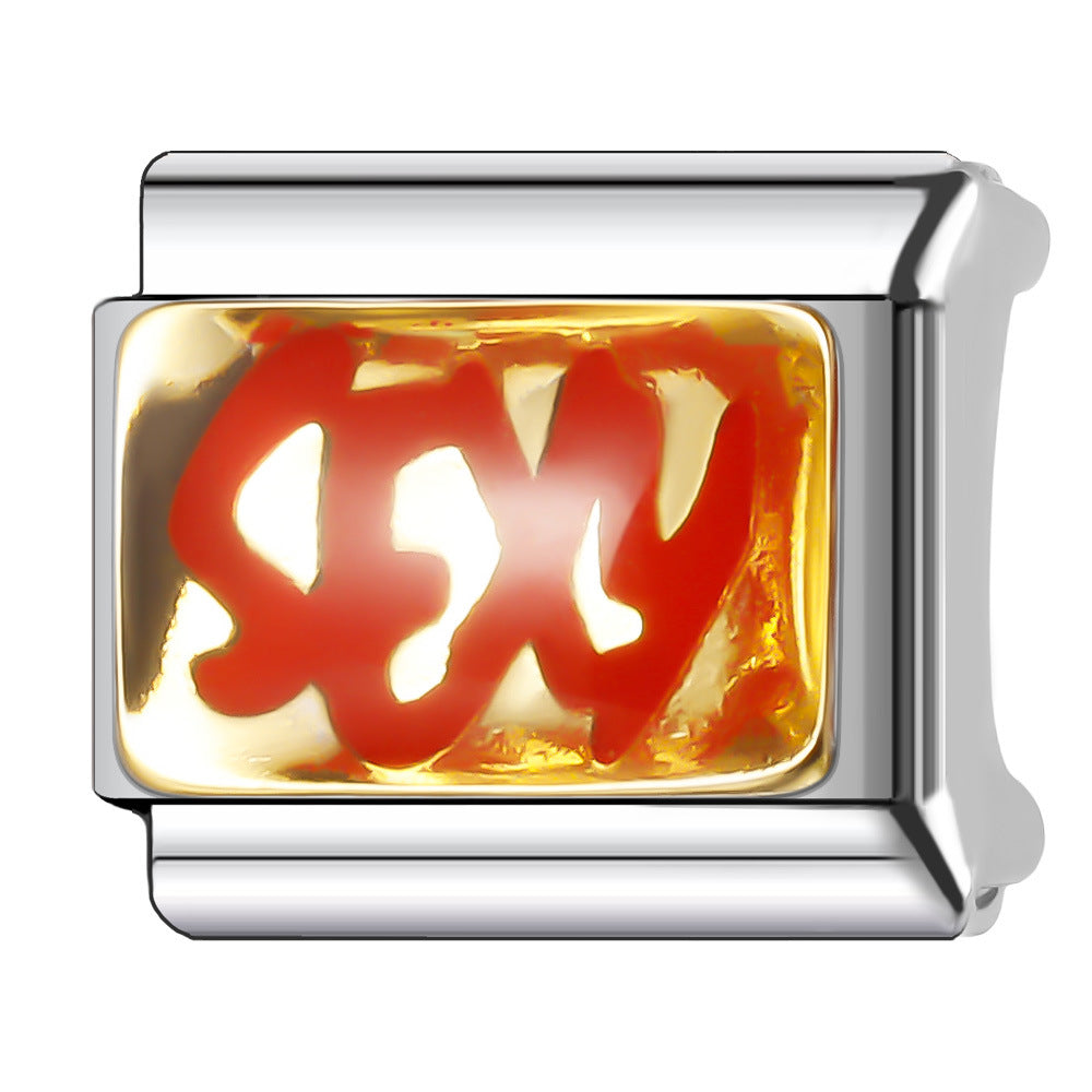 Wholesale Italian Charm Bracelet 9mm DIY Splicing English Series Stainless Steel Composable Bracelet