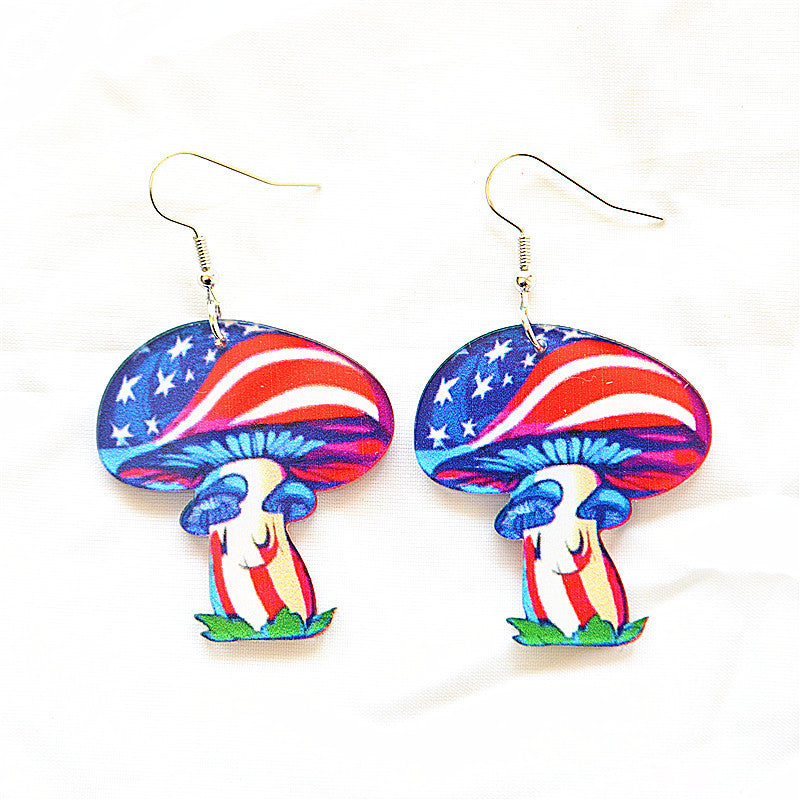 Wholesale Independence Day Flag Five-star Shoes Unicorn Mushroom Earrings ACC-ES-XN037