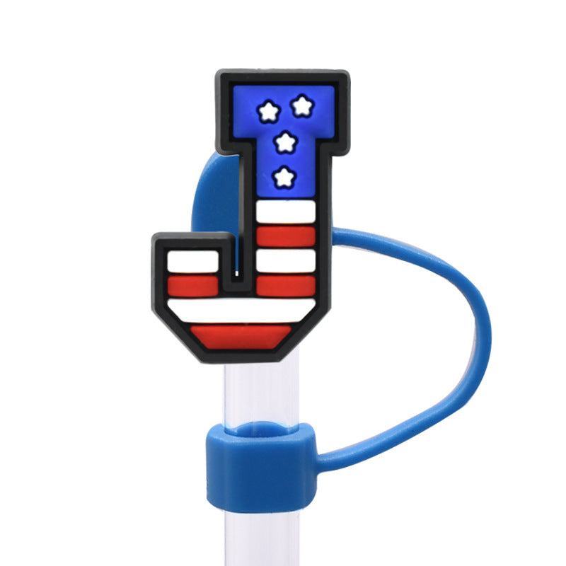 Wholesale Random 100pcs dustproof straw cap letter Straw Cover Straw Tube Cap