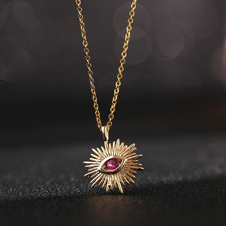 Wholesale Copper Clavicle Chain Colored Zircon Eye Pendant Evil Eye Necklaces ACC-NE-SY011