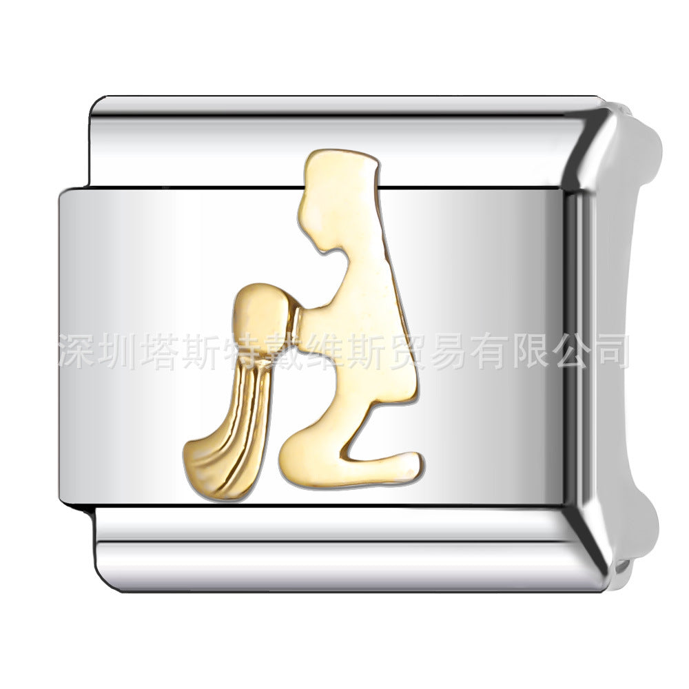 Wholesale 9mm Italian Charm Starter Bracelets DIY square Single Section Creative Stainless Steel Composable Bracelet