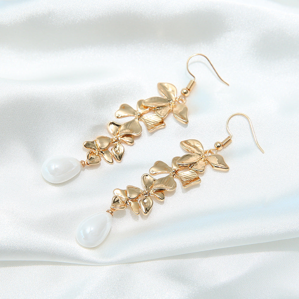 Wholesale  Bohemian Petal Pearl Earrings