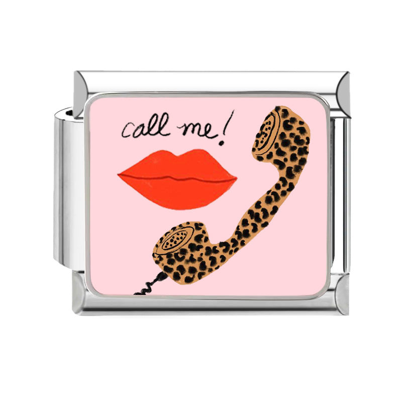 Wholesale 9mm Italian Charm Starter Bracelets DIY Pink Heart Series Stainless Steel Composable Bracelet