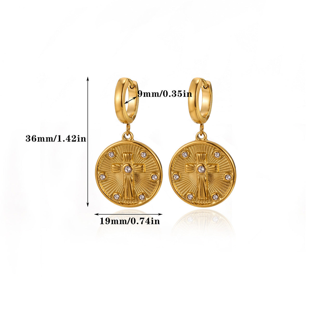 Wholesale Stainless steel cross zircon earrings
