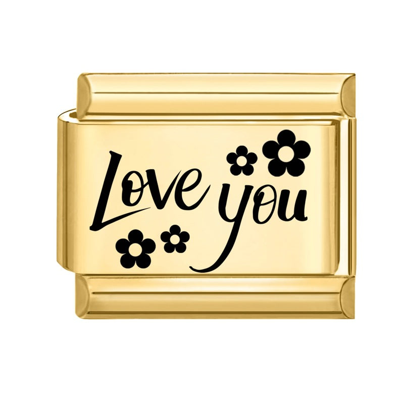 Wholesale Number &  Letter Italian Charms DIY square Single Section Creative Stainless Steel Composable Bracelet