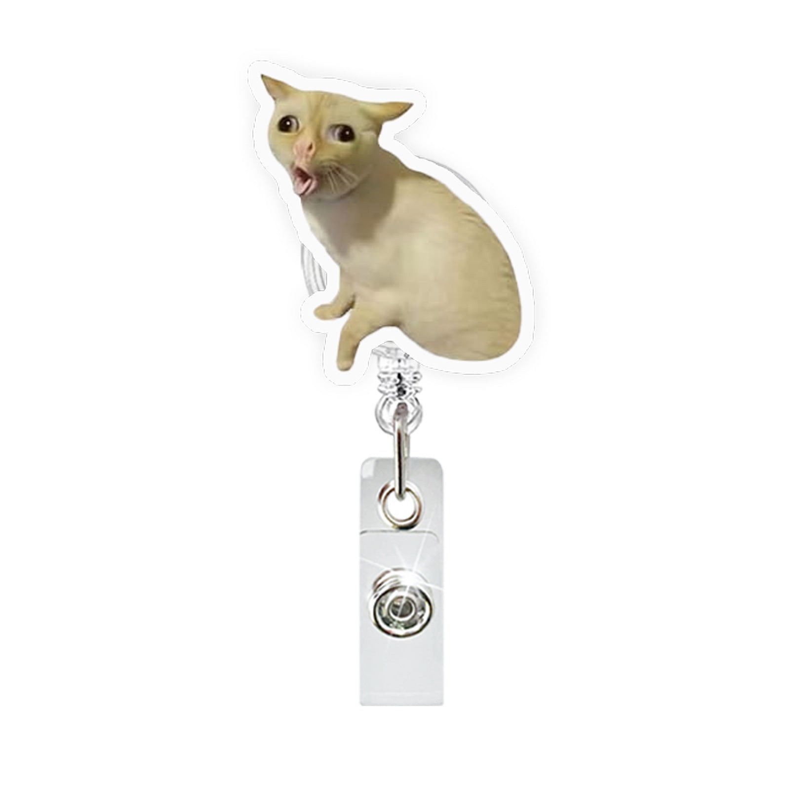 Wholesale Funny Cat Emoticon Acrylic Retractable Badge Reel for Party Gift