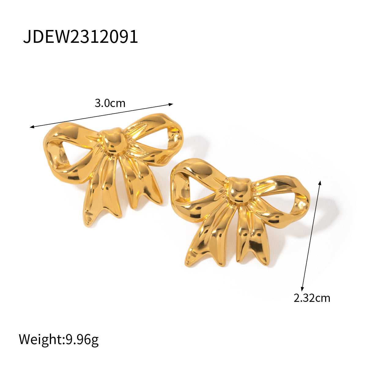 Wholesale 18k Gold Stainless Steel Earrings Bow Earrings ACC-ES-Wanx002