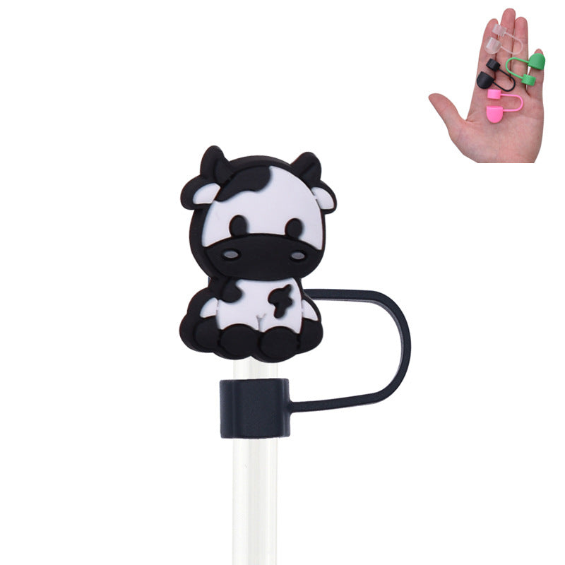 Wholesale Random 100pcs Cute Cow PVC Soft Straw Tube Cap