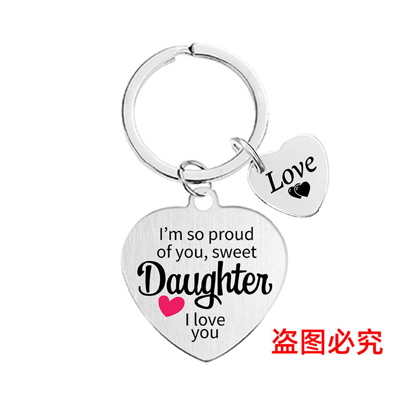 Wholesale Heart Color Print Family Affection Inspirational Holiday Gift Metal Keychain Creative Keychain ACC-KC-Ganggu020