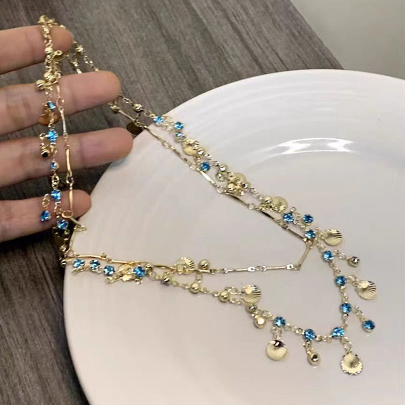 Wholesale Double Layer Stacked Shell Necklace