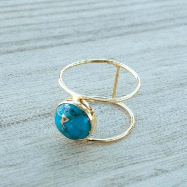 Wholesale Vintage turquoise epoxy round ring