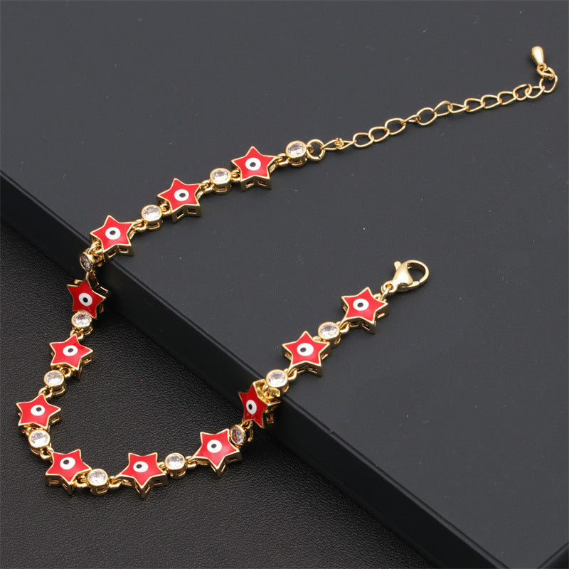 Wholesale Devil's Eye Bracelet Color Drop Oil Eye Star Zircon Bracelet
