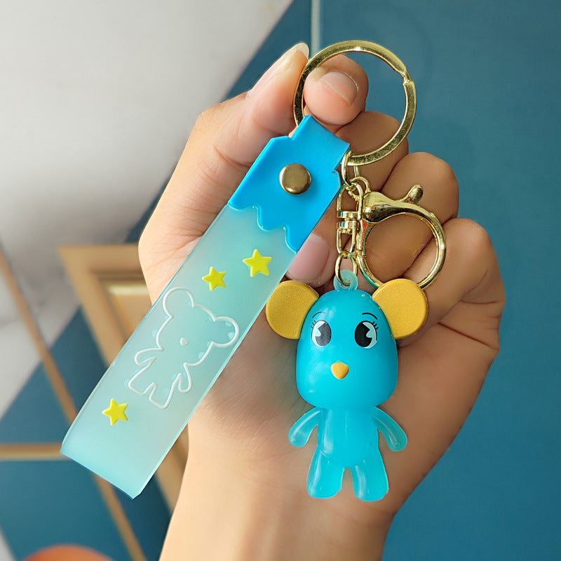 Wholesale Cartoon Crystal Bow Tie Bear PVC Soft Glue Keychains Creative Keychain ACC-KC-XinShu005