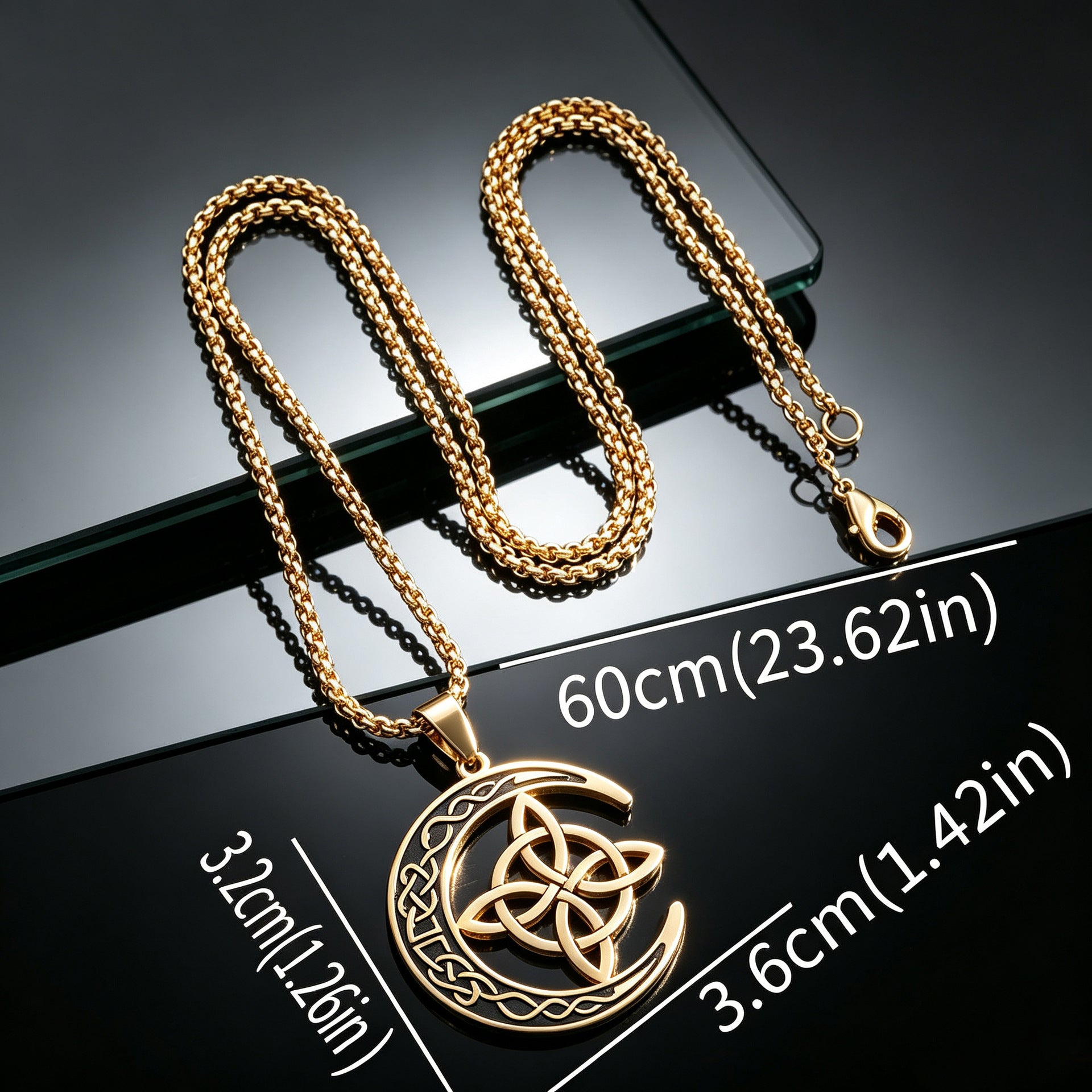 Wholesale Trendy Celtic Moon Choker Necklace Stainless Steel Gold Hollow Design Fashion Jewelry Accessory For Resale