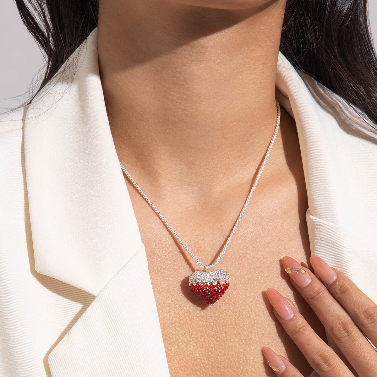 Wholesale  Acrylic Red Love Geometric Irregular Gravel Necklace