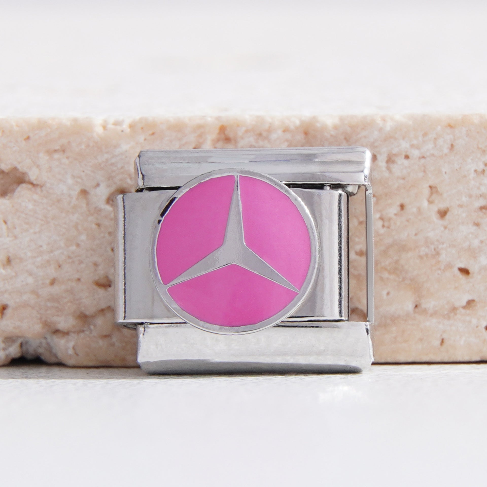 Wholesale Italian Charm Bracelet 9mm DIY Splicing Pink Car Logo Stainless Steel Composable Bracelet