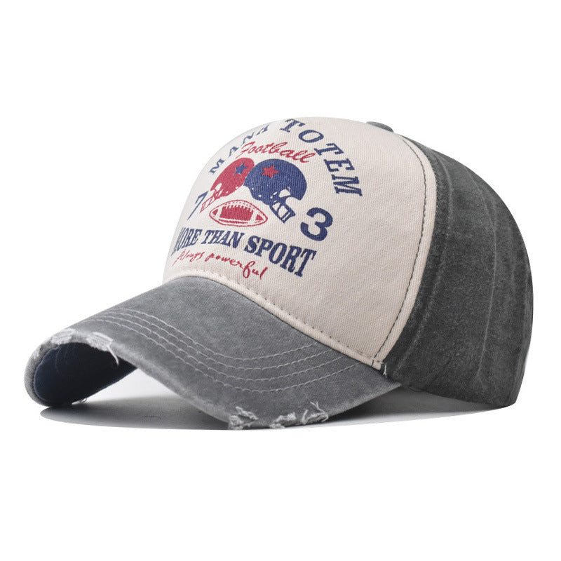 Wholesale  denim washed distressed baseball cap letter printing baseball cap