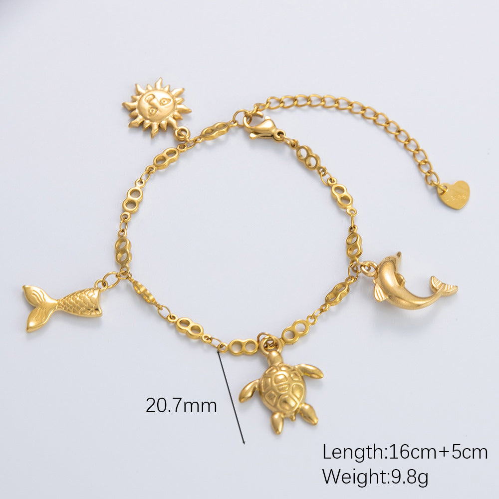 Wholesale Stainless Steel Bracelet Electroplated 18K Gold Anklets Bracelet ACC-AS-YuHui001