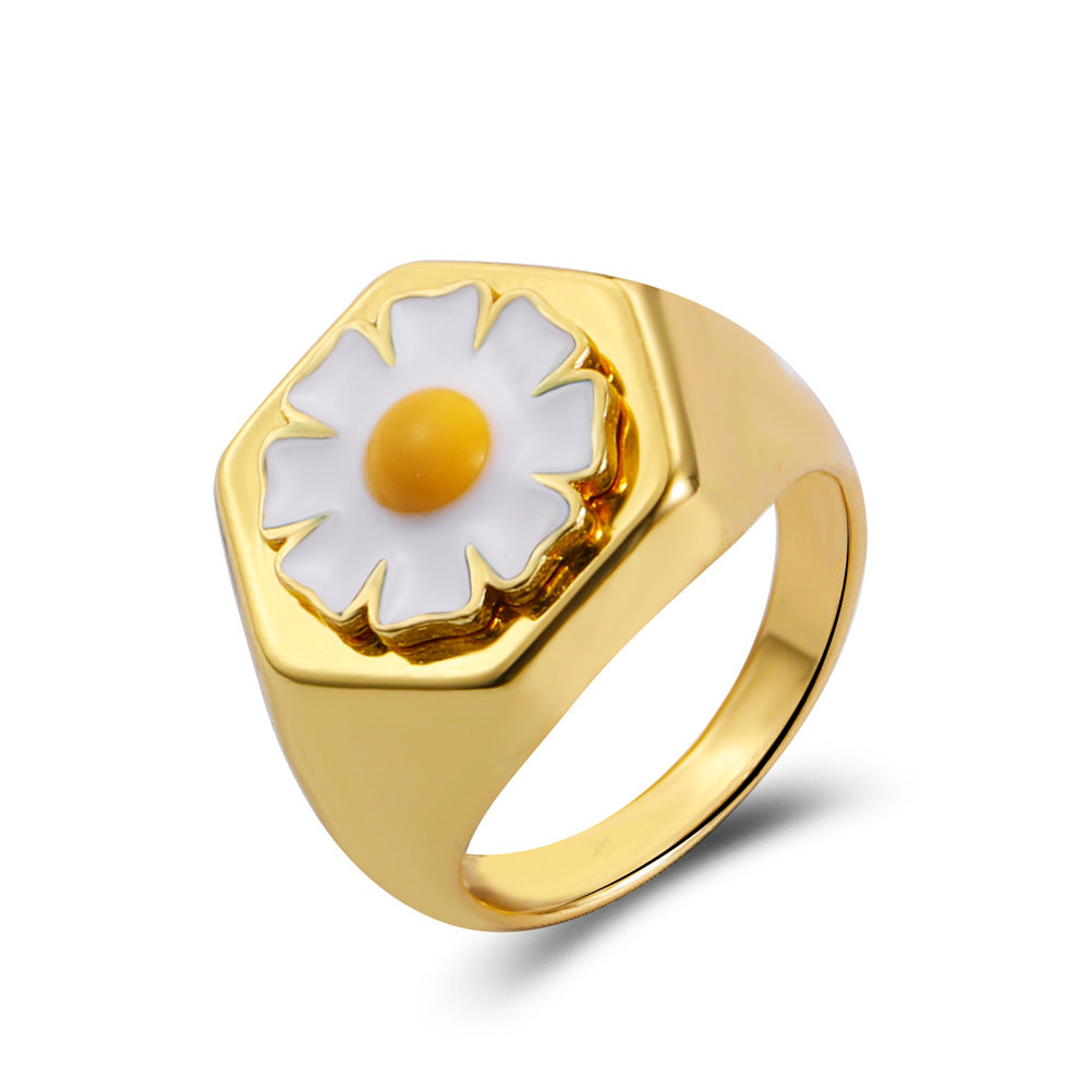 Wholesale Simple Oil Drop Flower Alloy Rings ACC-RS-MY009